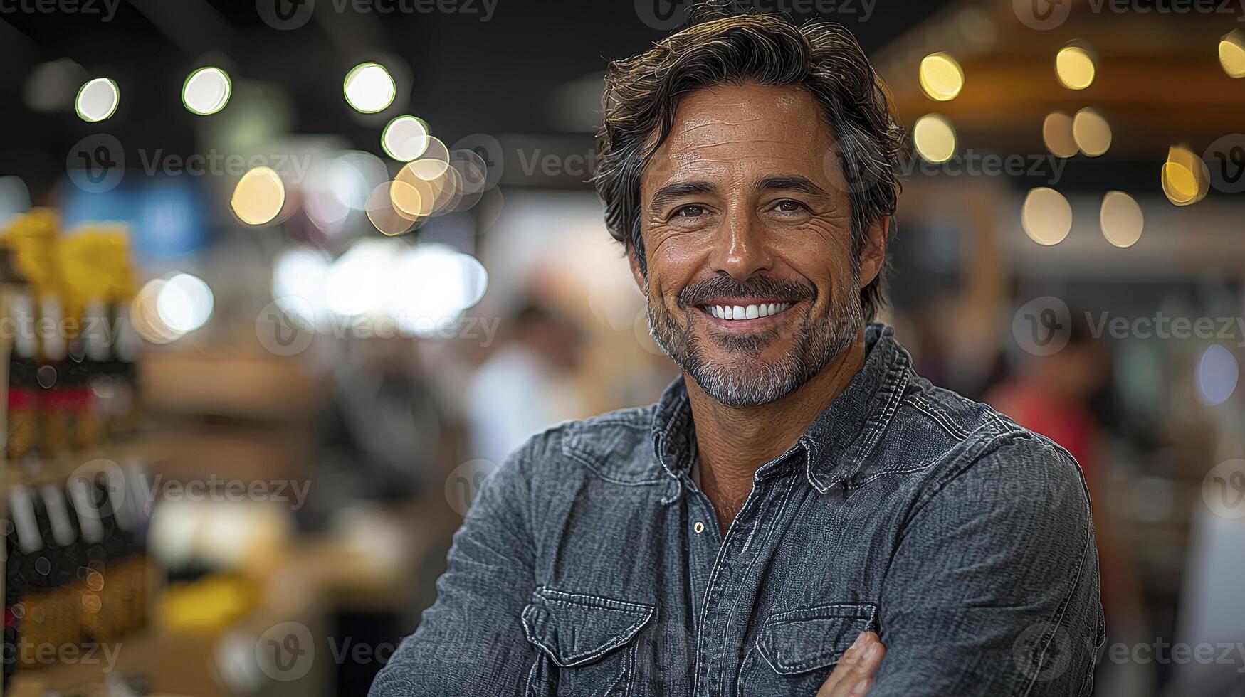 A man smiling in a store photo