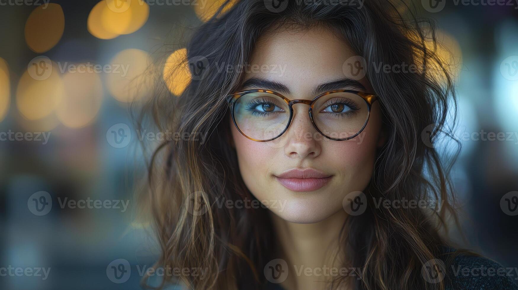 A woman with glasses and a black sweater photo