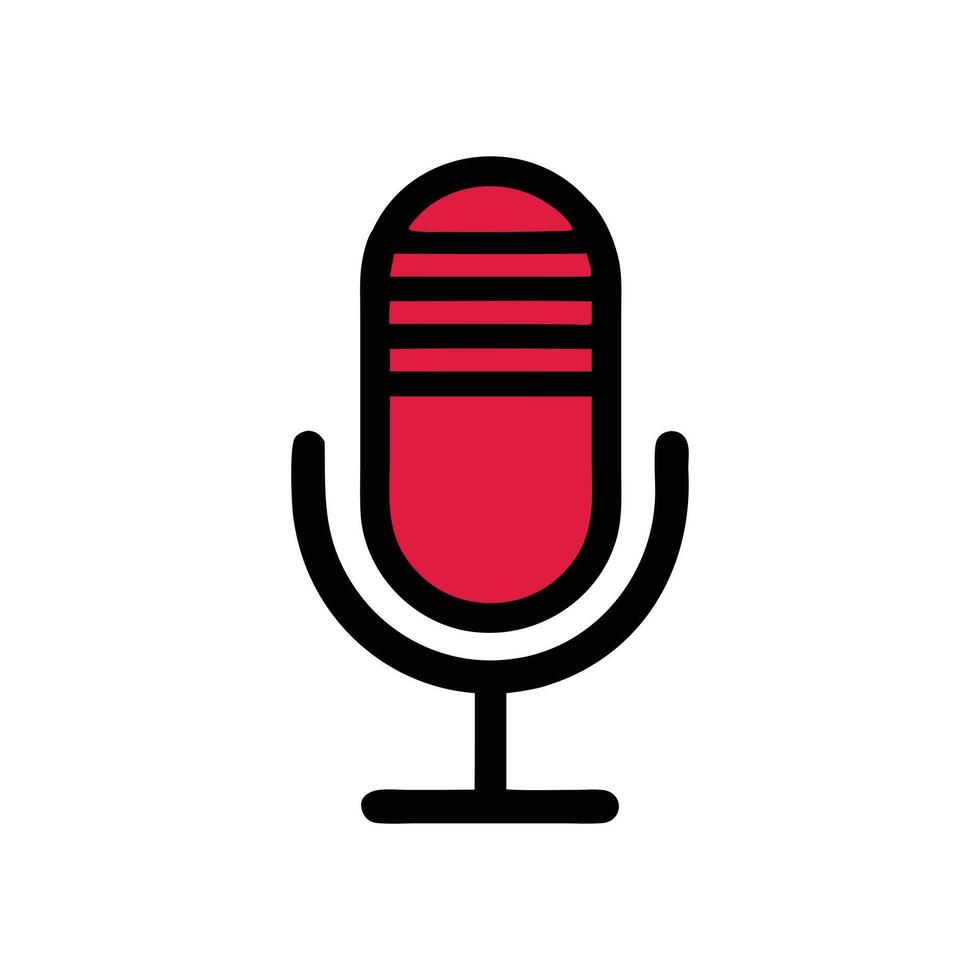 Retro Microphone Icon for Podcast, Broadcast, and Audio Recording vector