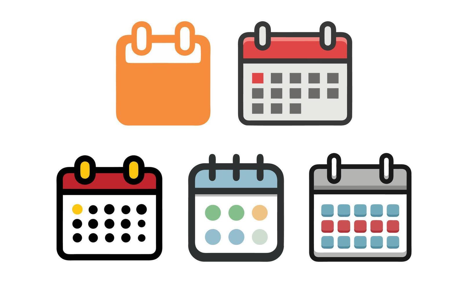 Colorful Calendar Icon Set for Scheduling, Planning, or Reminder Design Projects vector