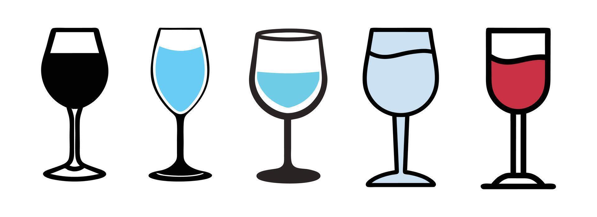 Wine Glass Icon Set for Beverage, Restaurant, or Celebration Design Projects vector