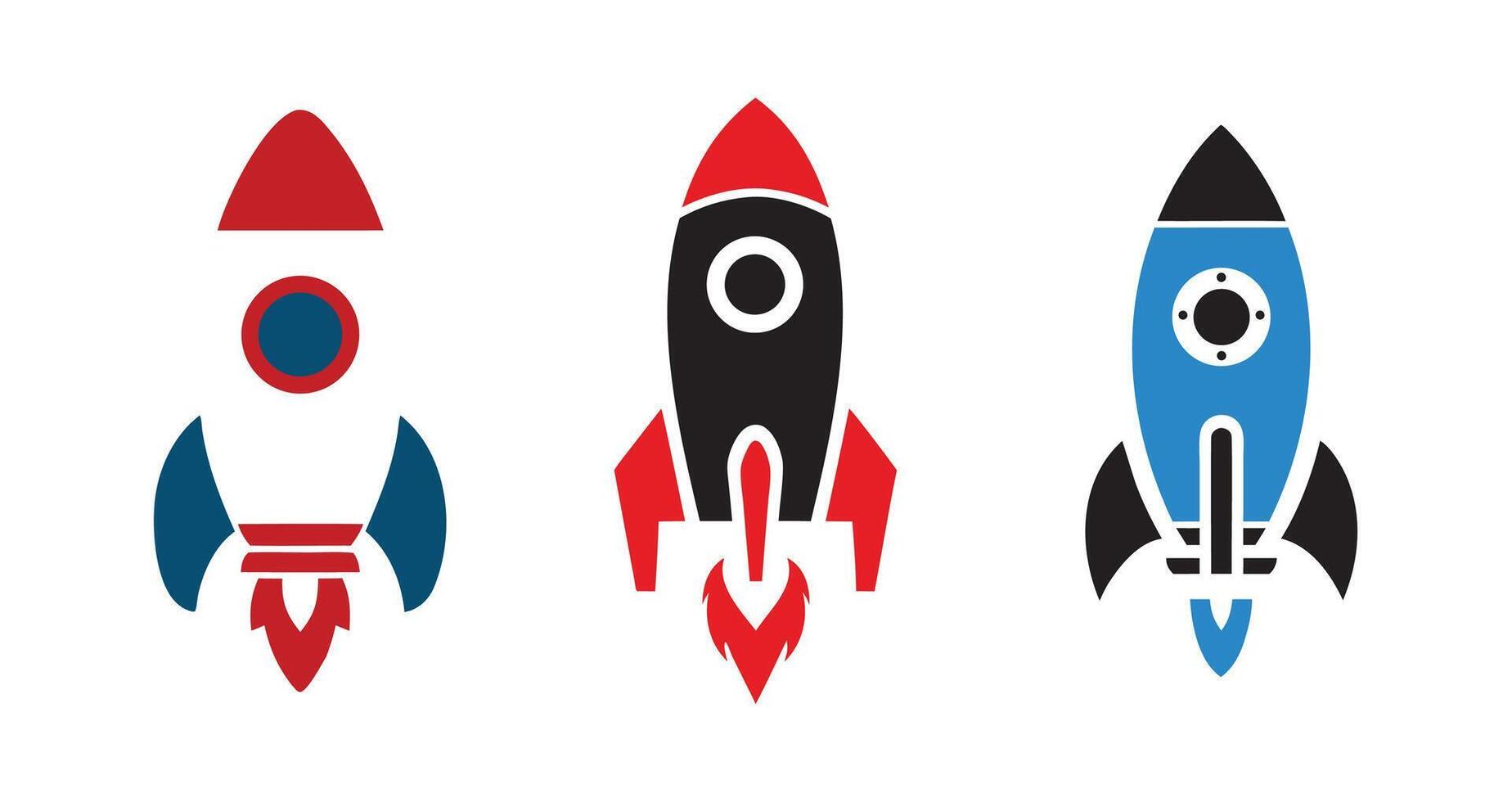 Rocket Ship Icons for Startup, Space, or Technology Design Projects vector