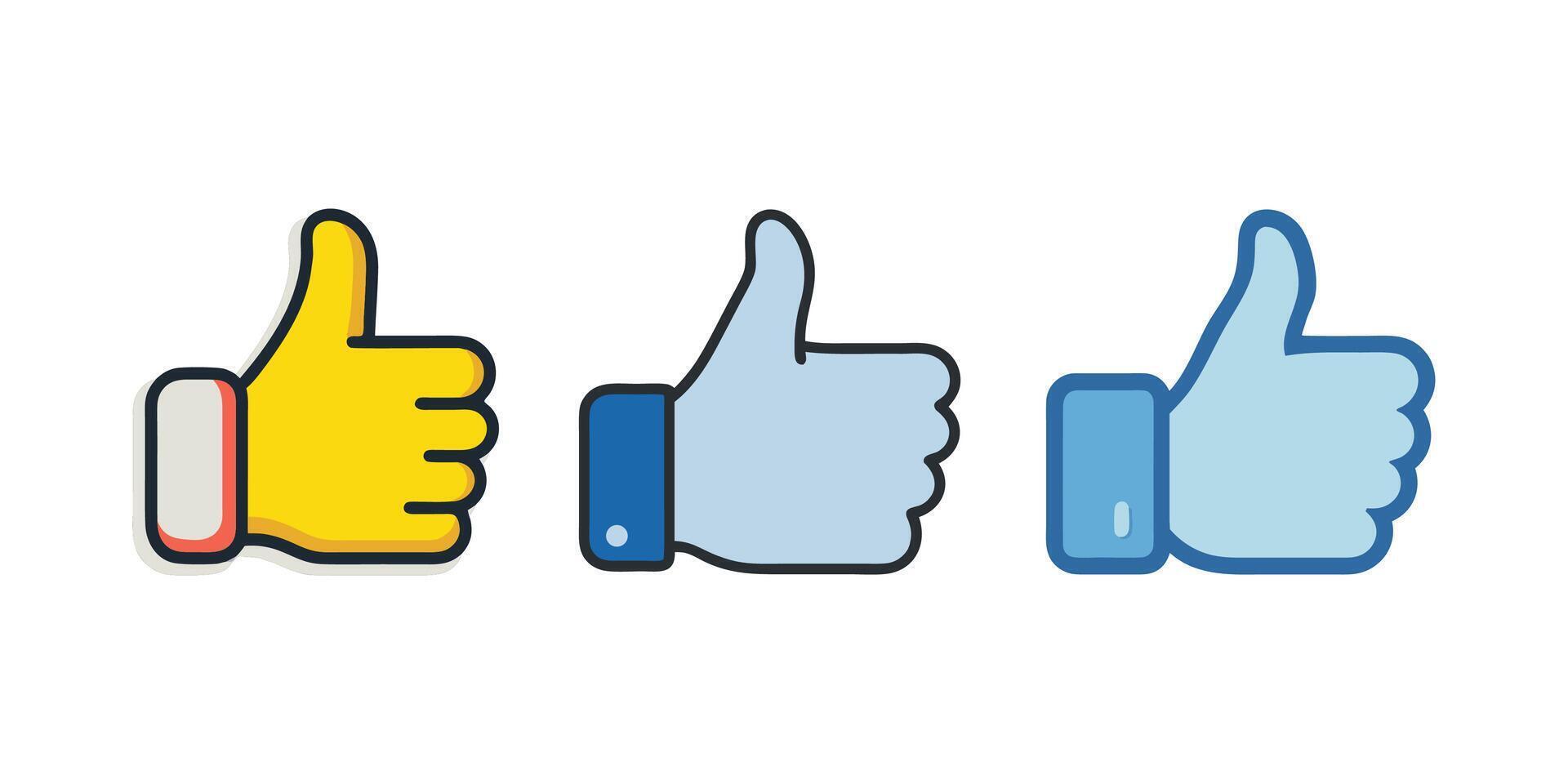 Upward Thumbs Icons for Approval, Social Media, and Positive Feedback Concepts vector