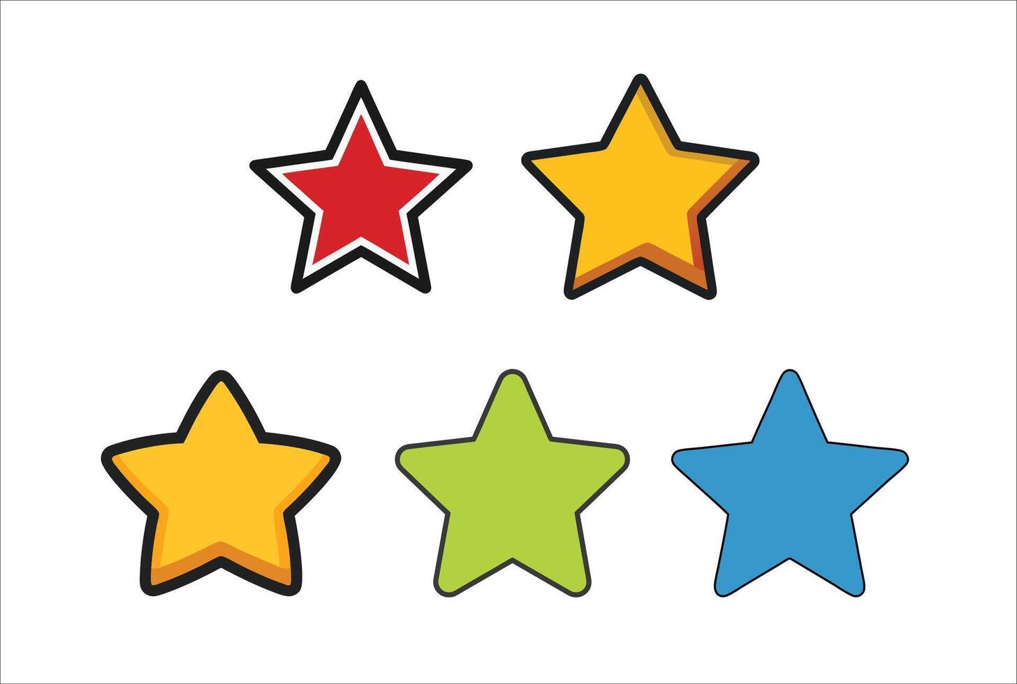 Colorful Star Icon Set for Rating, Favorite, or Achievement Design Projects vector