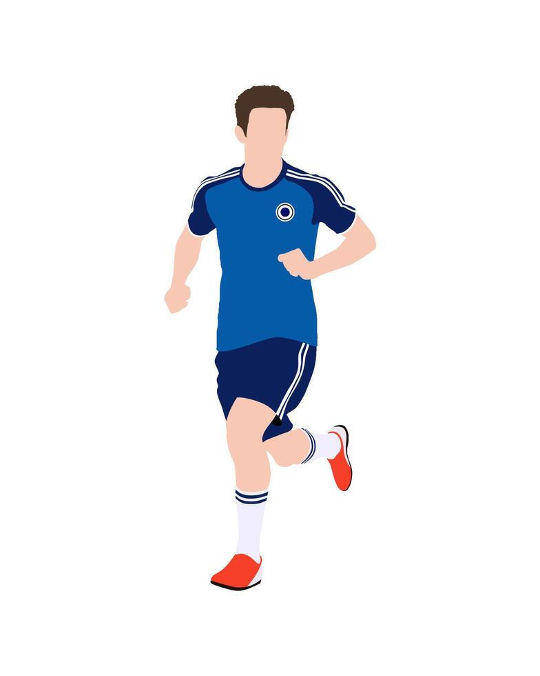 Flat art people and illustration, soccer player in blue running during a match vector