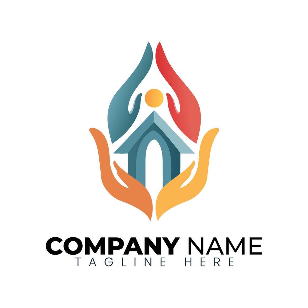 Caring Hands Protecting a Home logo for Shelter, Support, or Community vector