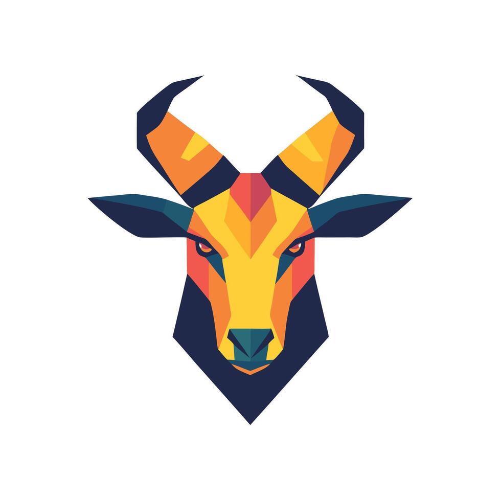 Geometric Kudu Head Illustration for Modern Wildlife Art, African Safari Concepts, or Bold Branding vector