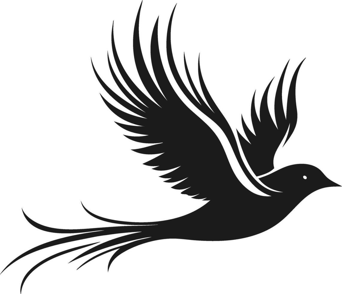 Elegant Black Bird in Flight Illustration for Nature Art or Symbolic vector