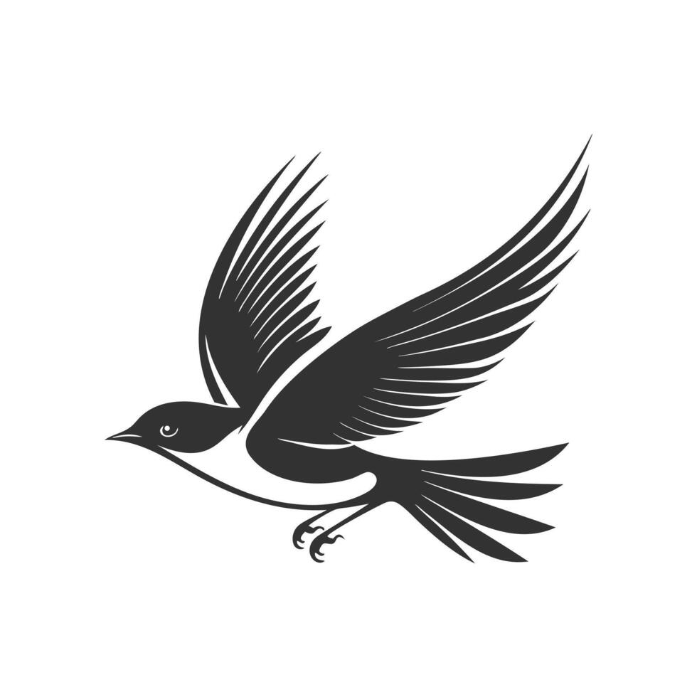 Elegant Black Bird in Flight Illustration for Nature Art or Symbolic Design vector