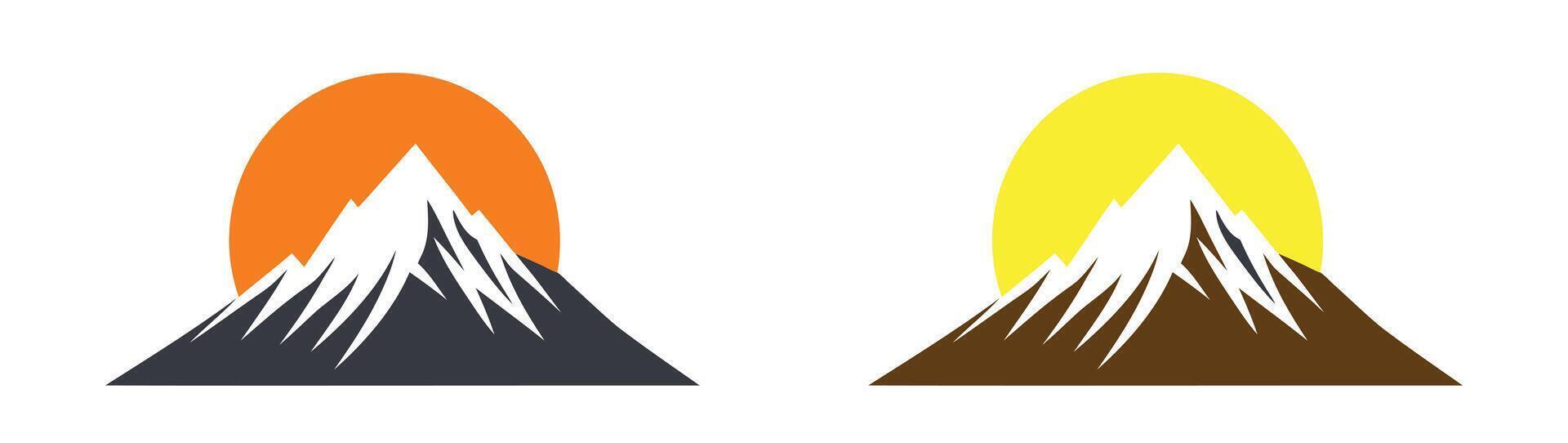 Majestic Mountain Peaks with Rising Sun for Adventure Logos, Nature Travel, or Scenic Branding vector
