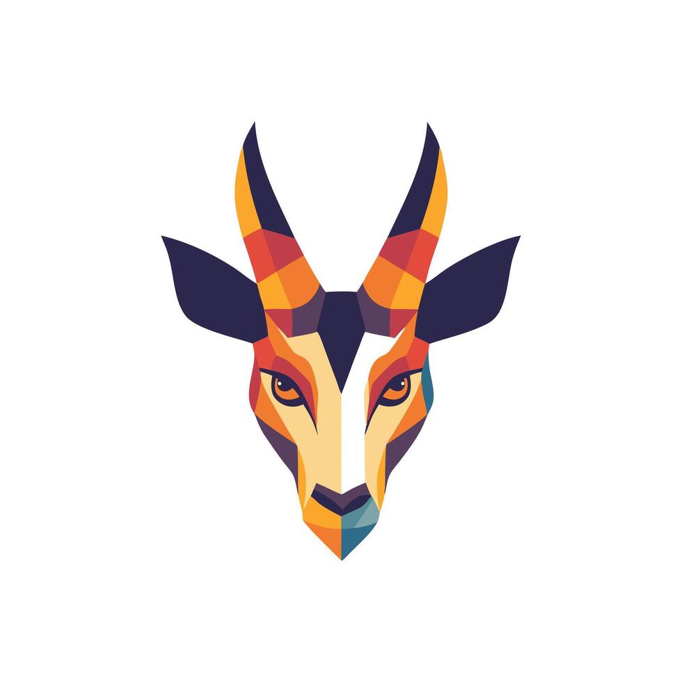 Geometric Gazelle Head Illustration for Modern Wildlife Art, African Safari Concepts, or Bold Branding vector