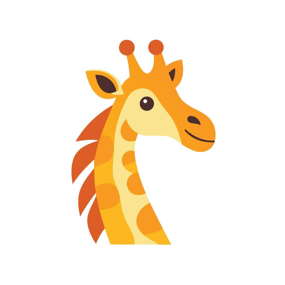 Smiling Giraffe Head Cartoon for Children's Designs, Educational Resources, or Cheerful Branding vector