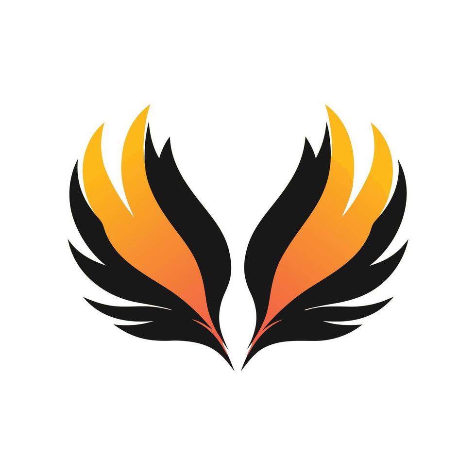 Fiery Phoenix Wings Illustration for Mythology Themes, Rebirth Concepts, or Bold Design vector
