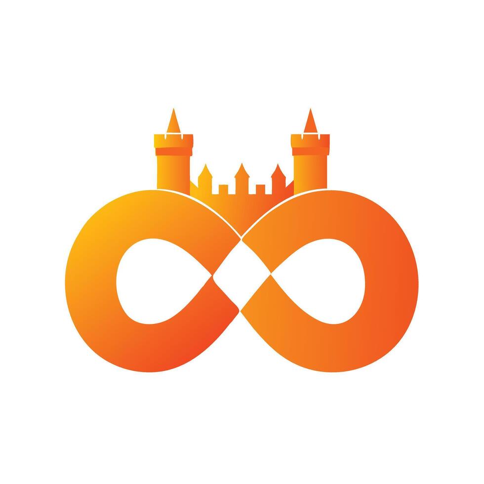 Infinity Symbol with Castle Silhouette for Timeless Concepts or Unique Branding vector