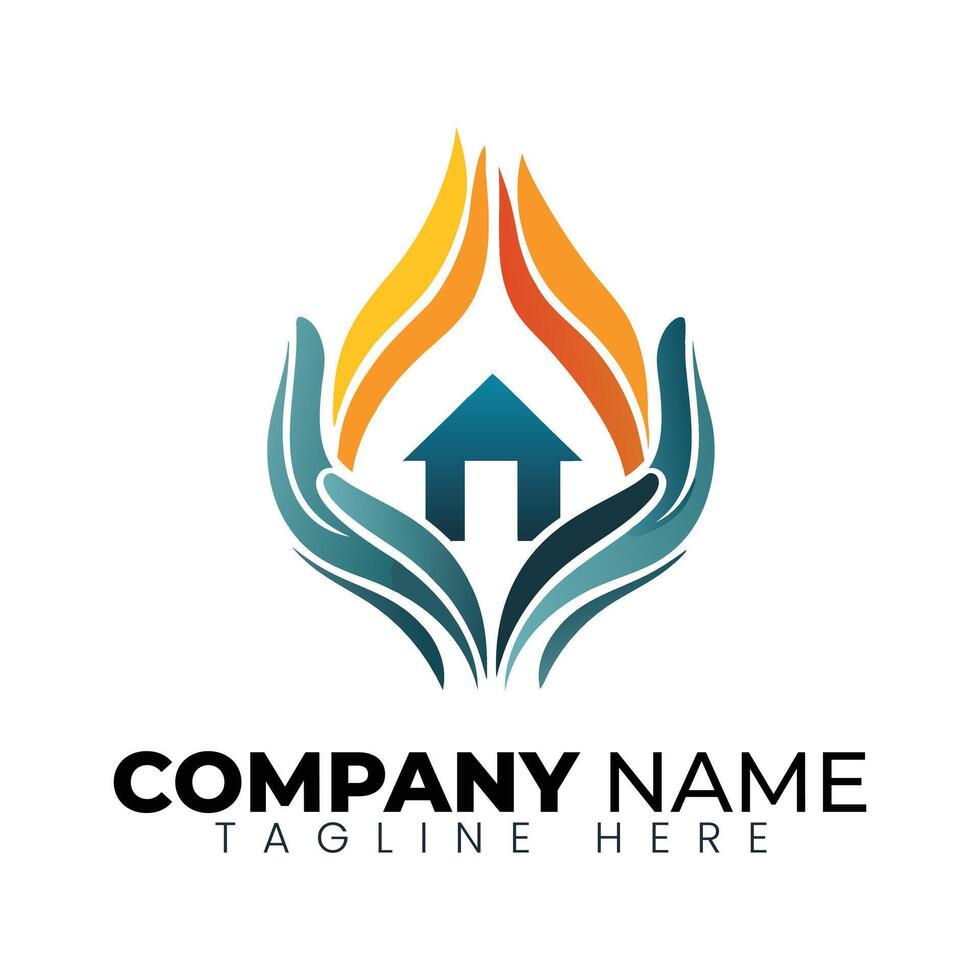 Caring Hands Protecting a Home logo for Shelter, Support, or Community Initiatives vector