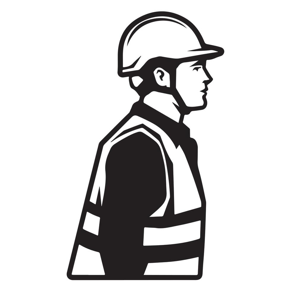 Delivery Person Side Profile Silhouette with Thick Black Lines vector
