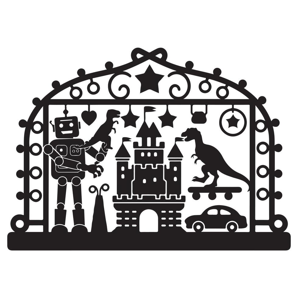 Black Silhouette of Toy Storage on White Background vector