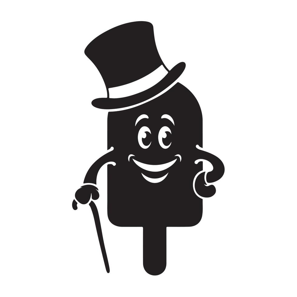 Black Silhouette of Smiling Frozen Treat vector
