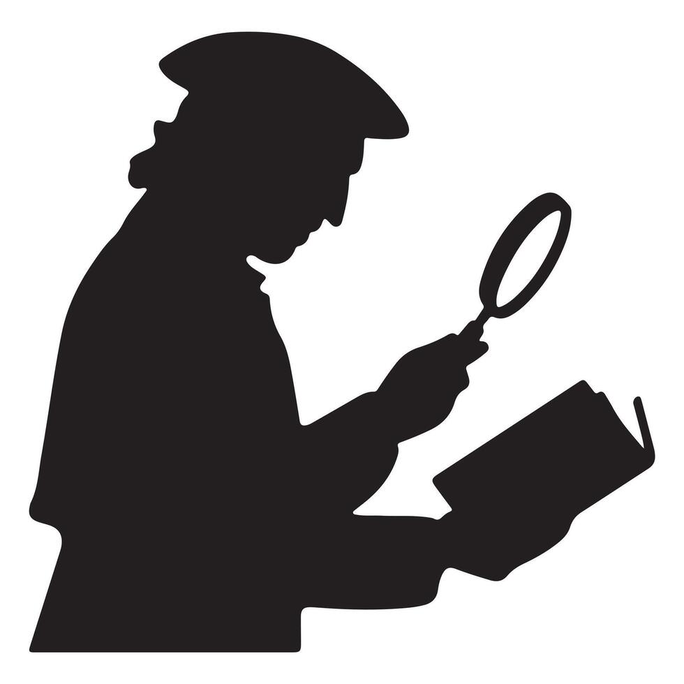 Black Silhouette of Historian with Thick Outline Side View vector