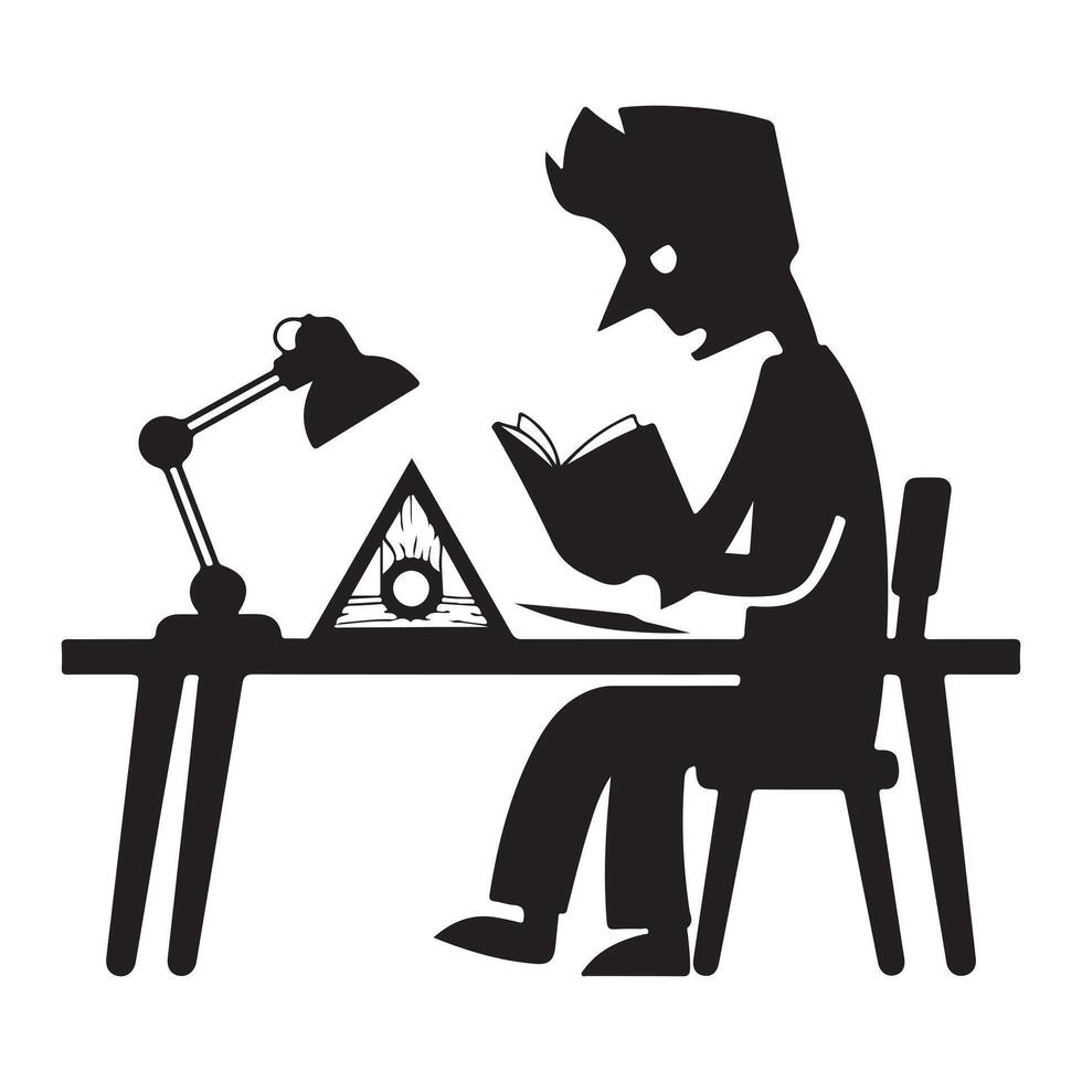 Animator and Architect Working Table Silhouette with Reading Desk on White Background vector