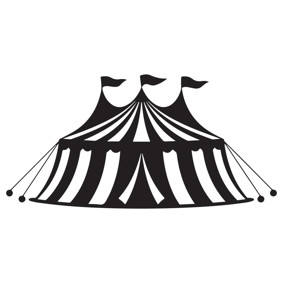 Silhouette of Circus Tent with Striped Elements vector