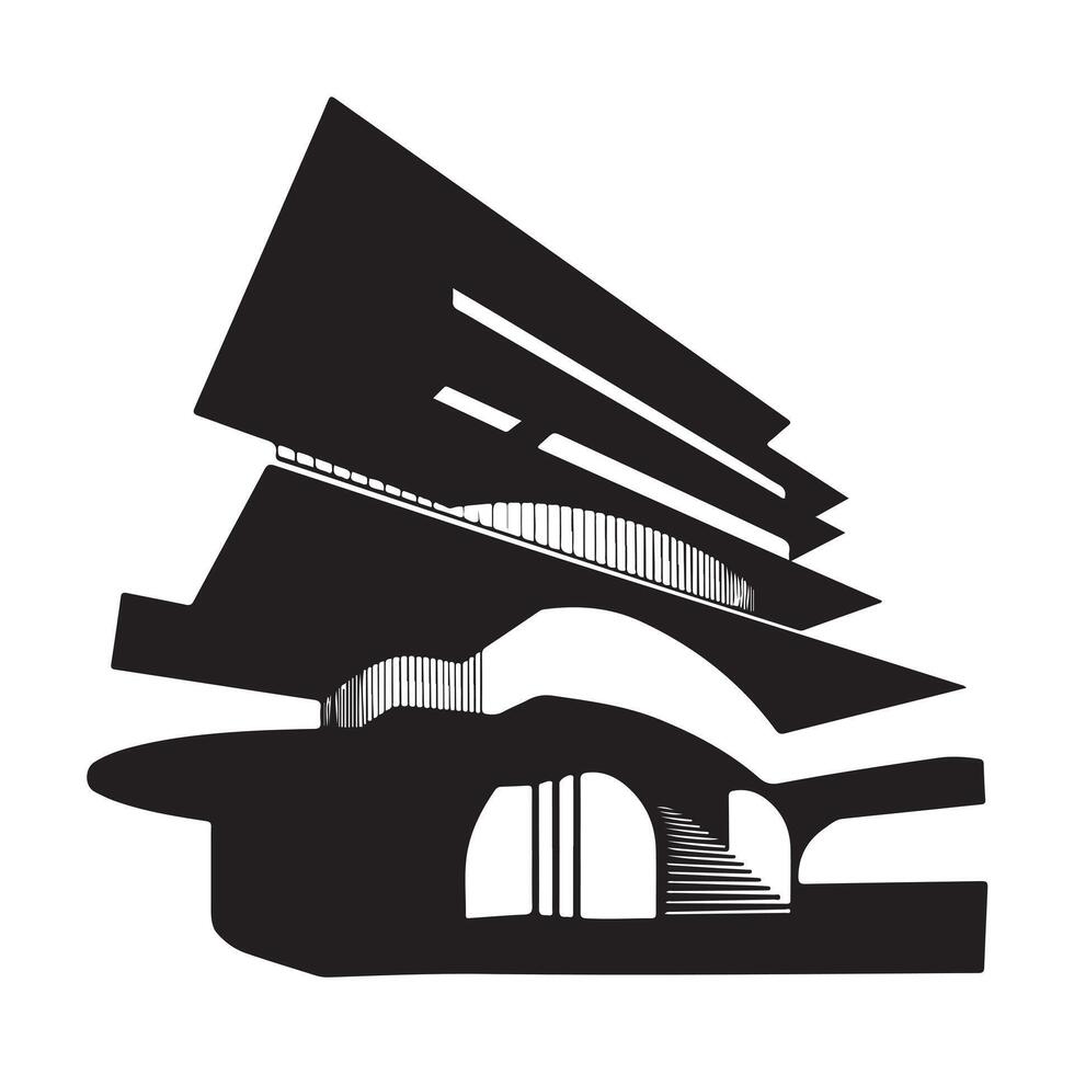 Abstract Architecture Silhouette with Bold Thick Lines vector