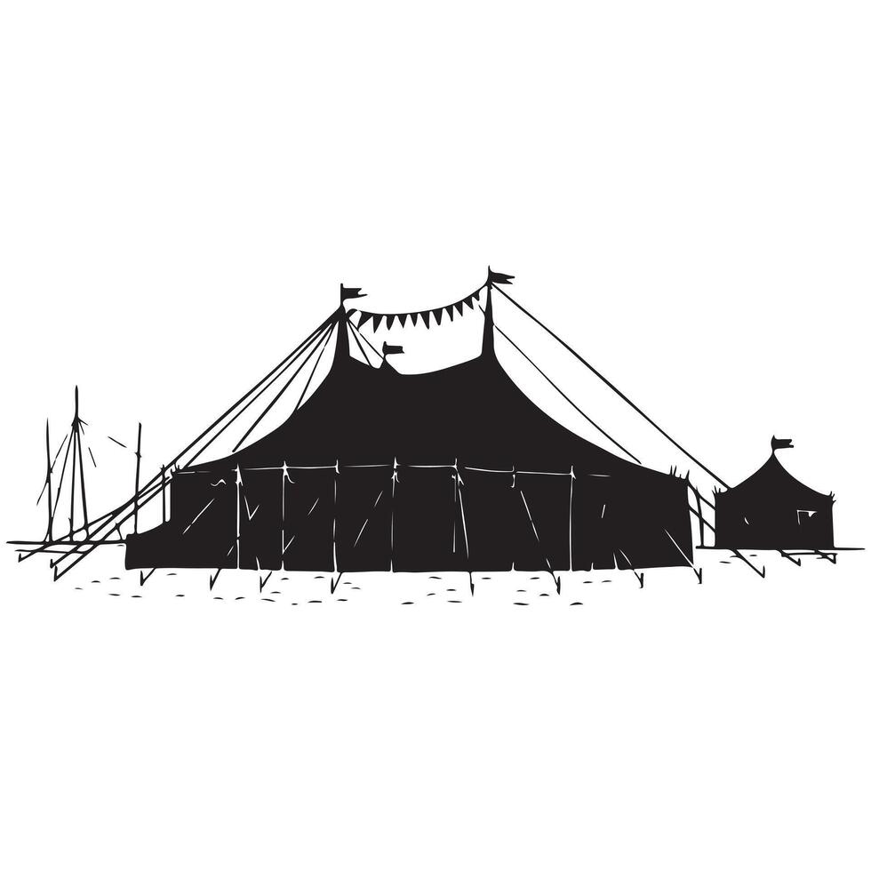 Big Top Circus Tent Silhouette Isolated on White vector