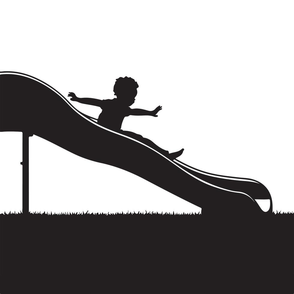 Outdoor Kids Slide Black Silhouette vector