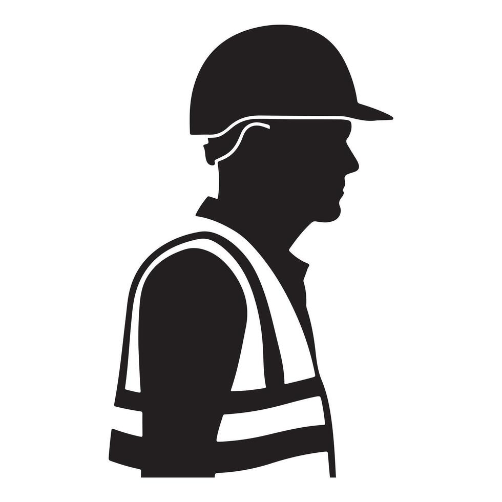Black Silhouette of Delivery Person with Thick Outline Side View vector