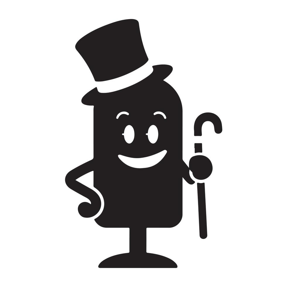 Black Silhouette of a Smiling Ice Lolly on White Background vector