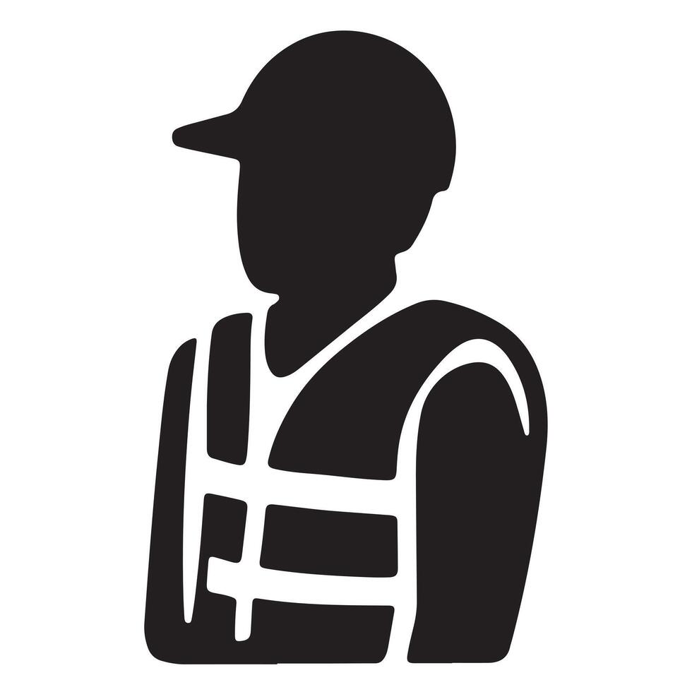Black Silhouette of Delivery Person in Side Profile with Bold Lines vector