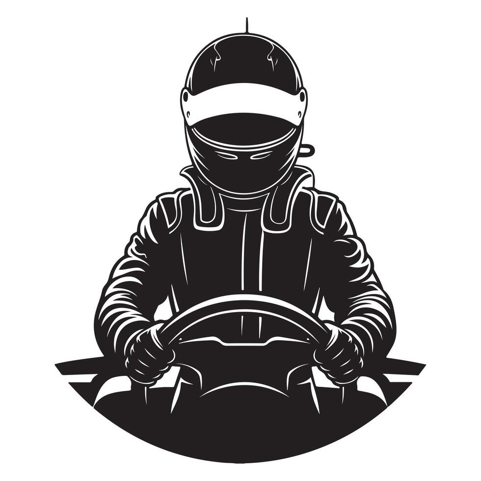 Motorsport Driver Silhouette on White Background vector