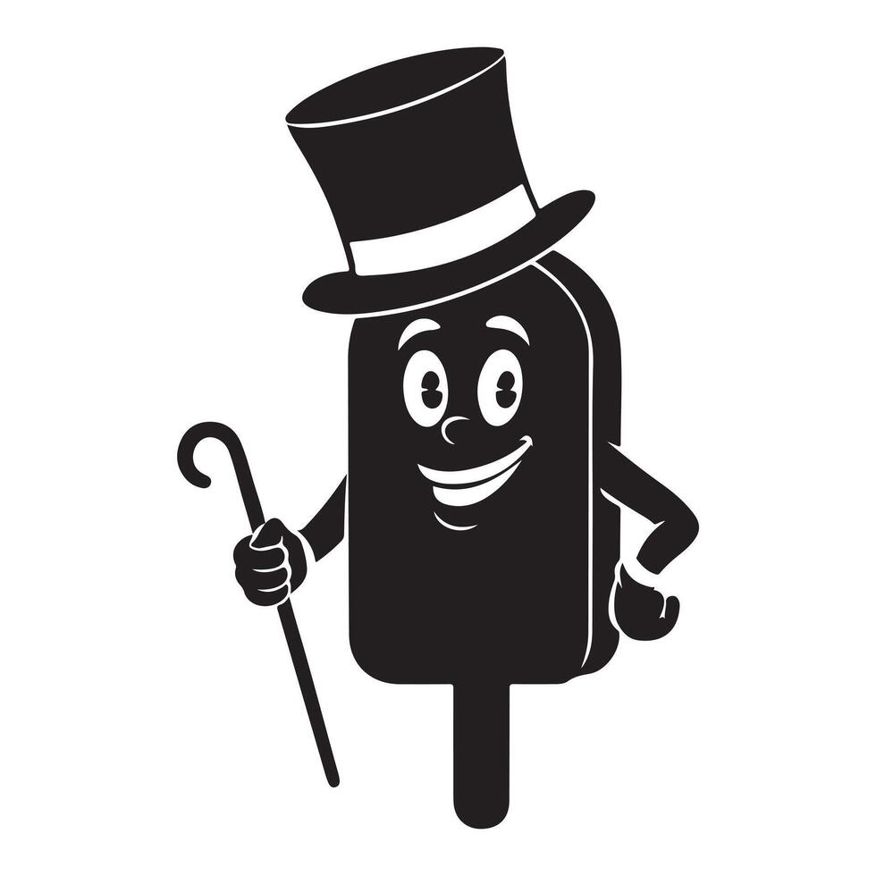 Black Silhouette of Ice Lolly Character vector