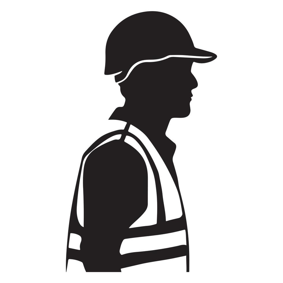 Side View Silhouette of Delivery Worker with Thick Black Outline vector