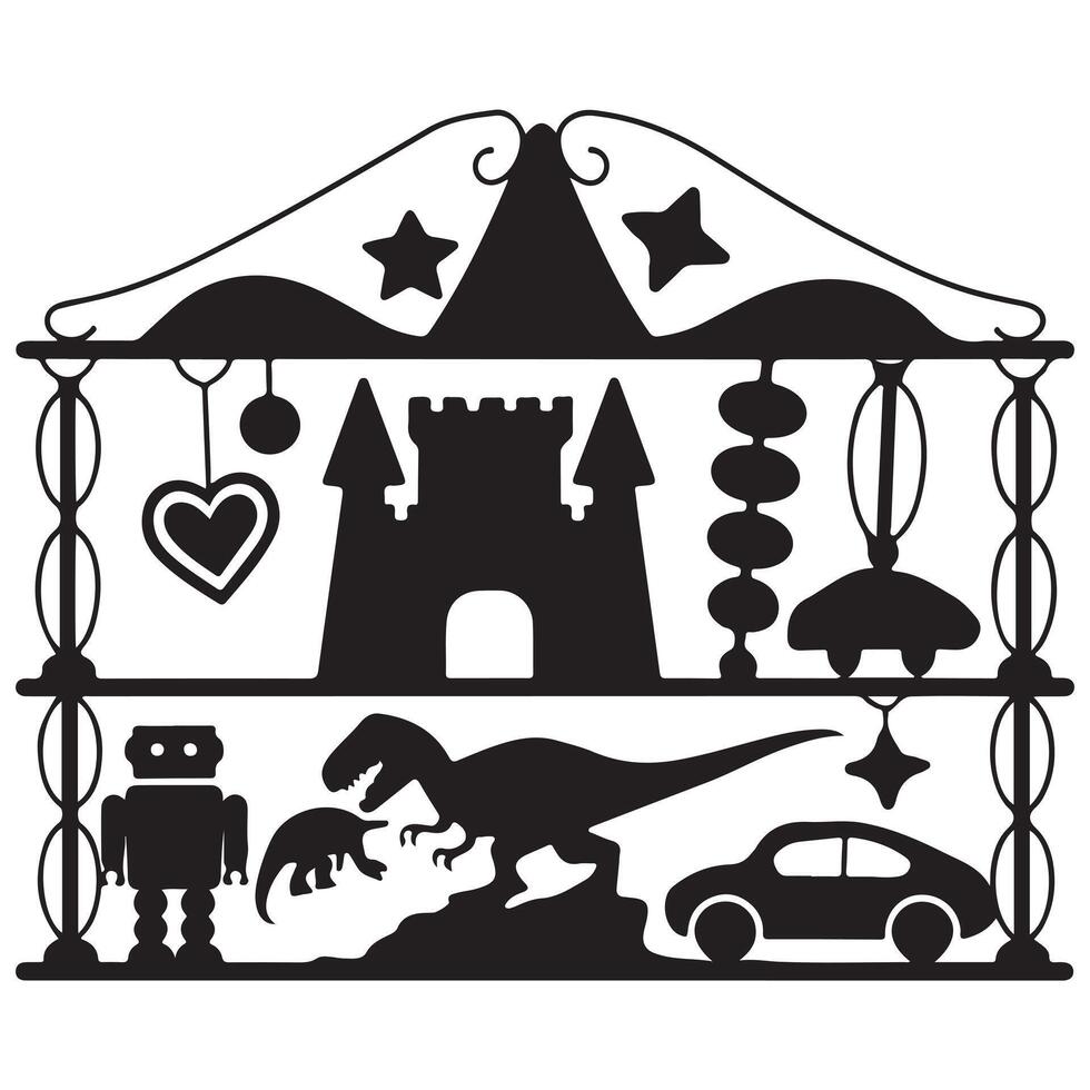 Toy Storage Unit Black Silhouette with White Background vector