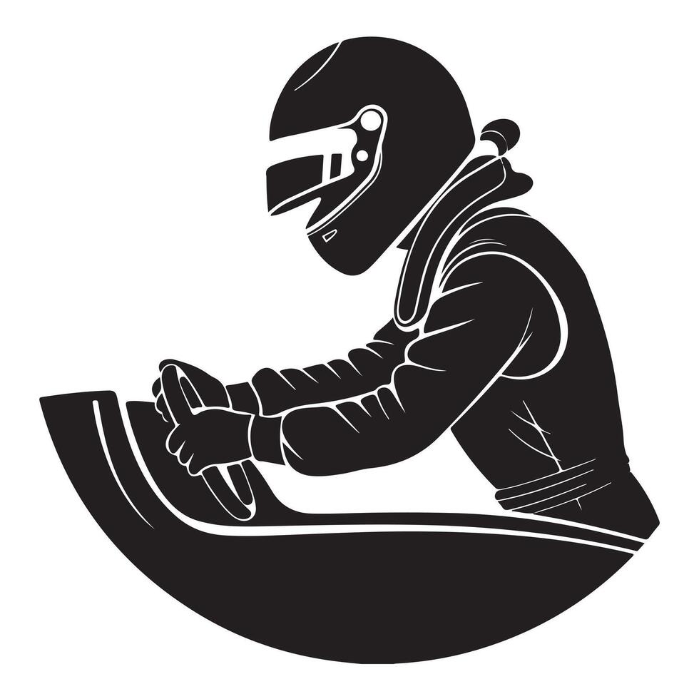 Racing Driver Helmet and Suit Silhouette 10 eps vector