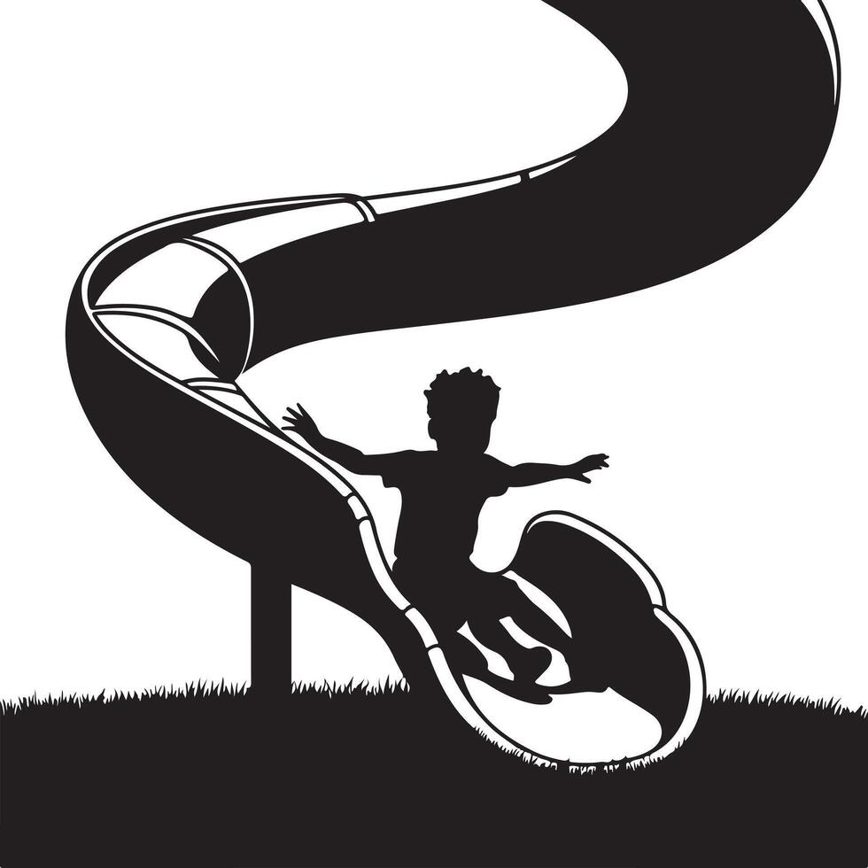 Black Silhouette of Kids Slide on White Background vector