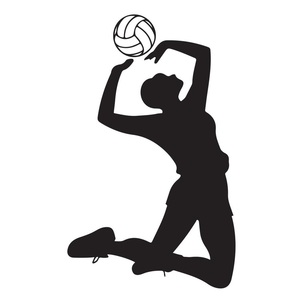 Volleyball Player in Action Silhouette on White vector