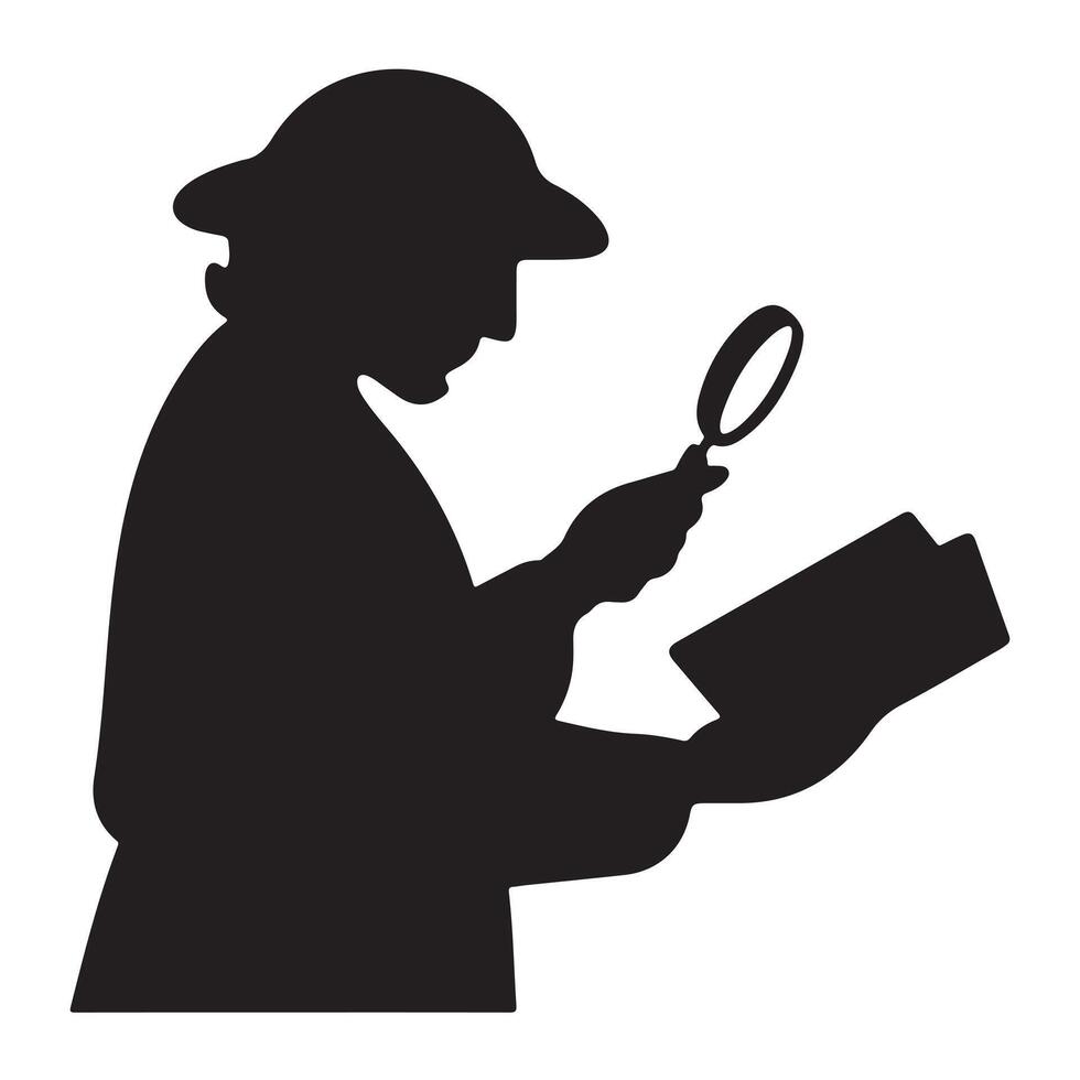 Minimalist Black Silhouette of Historian in Side View vector