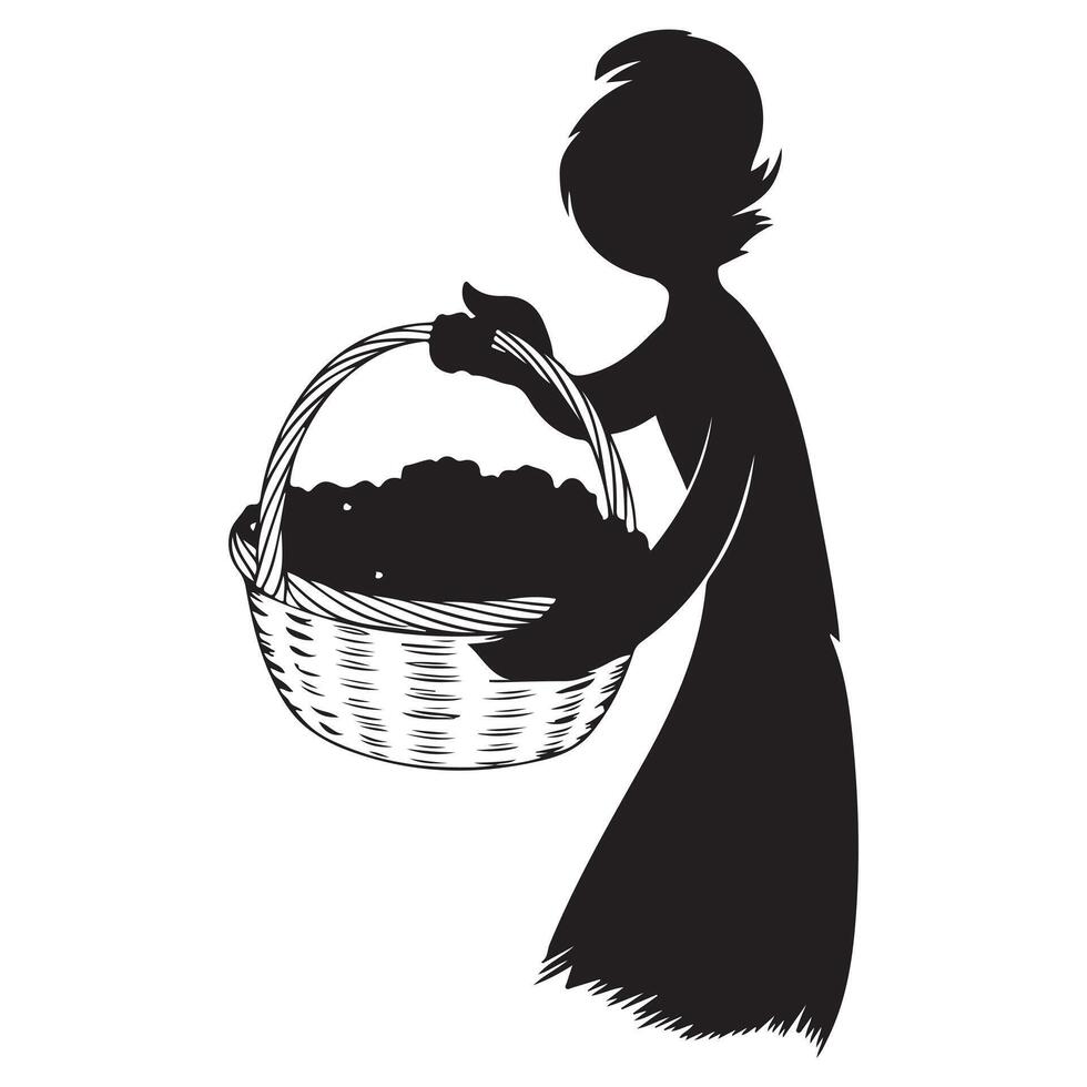 Black and White Sketch of Berries Silhouette vector