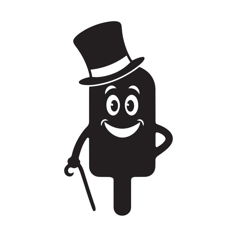 Happy Ice Lolly Silhouette with White Background vector