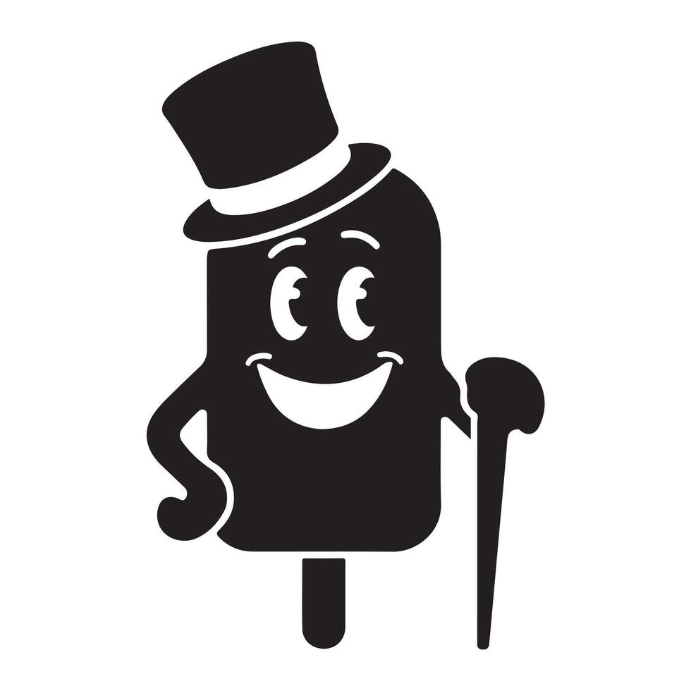 Smiling Ice Lolly Silhouette Illustration vector