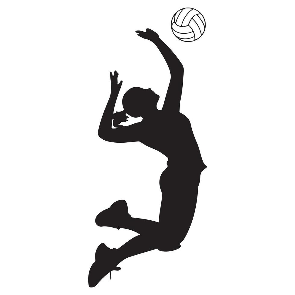 Silhouette of Volleyball Player Spiking the Ball vector