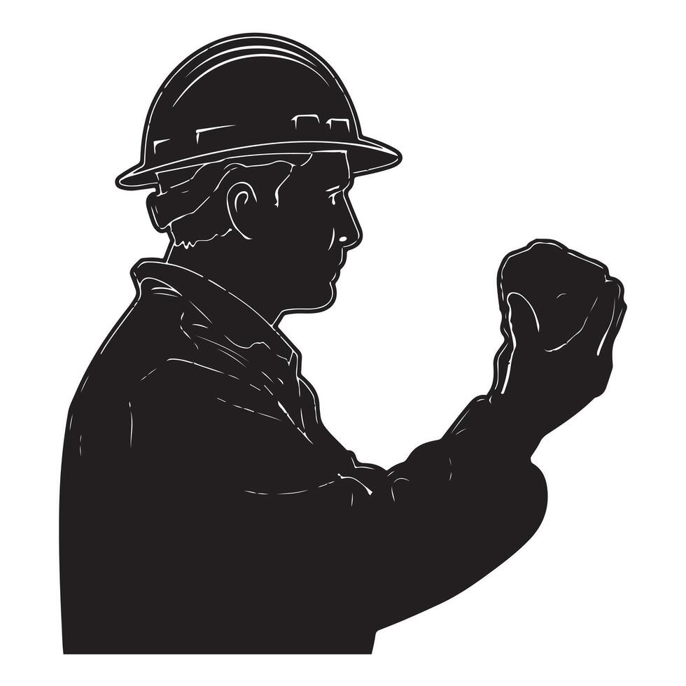 Black Silhouette of Geologist in Side Profile with Bold Lines vector