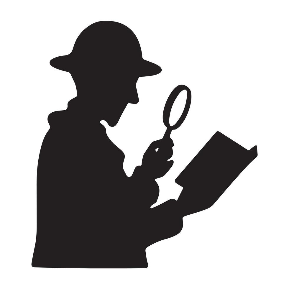 Historian Profile Silhouette with Thick Black Outline vector
