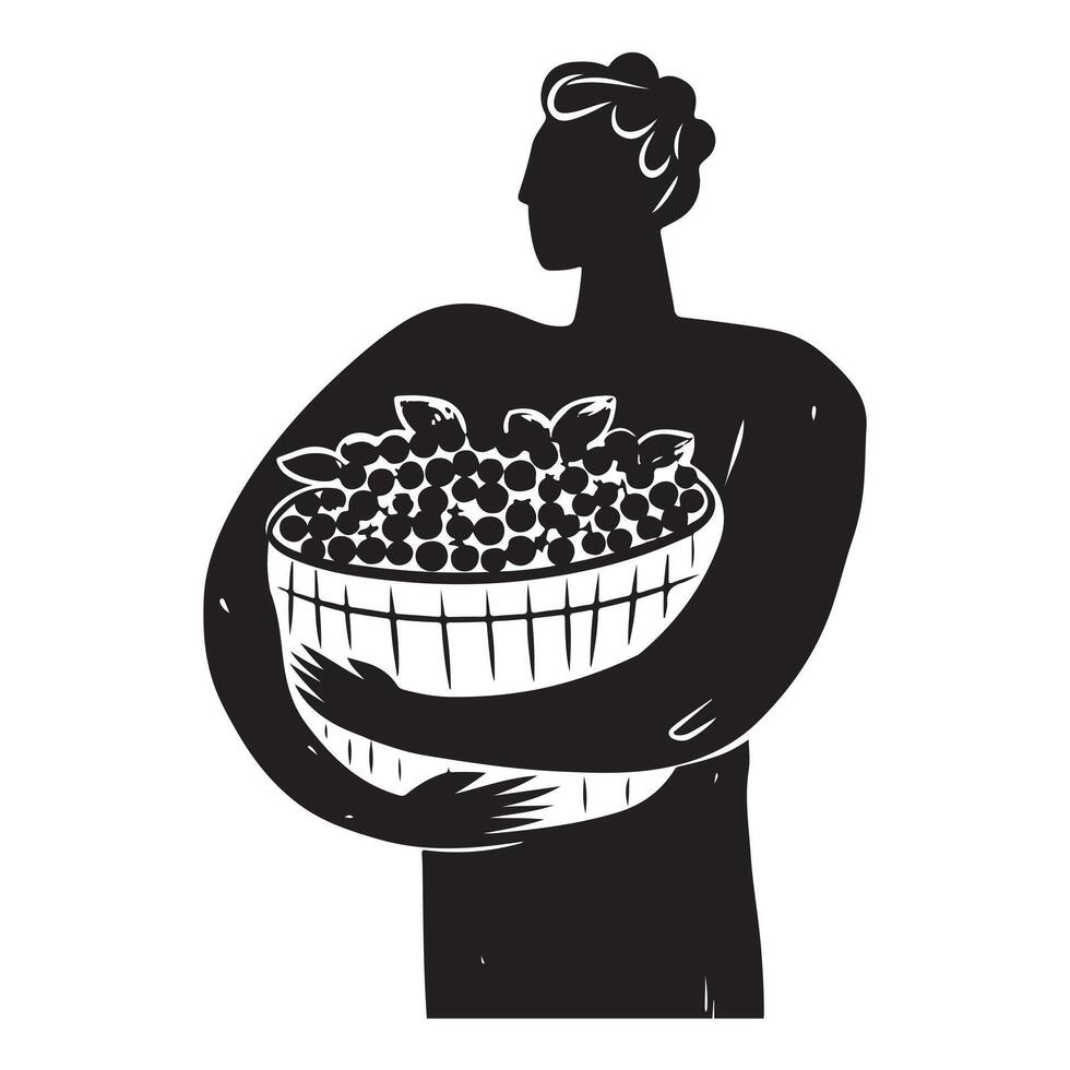 Black and White Berry Sketch Silhouette Design vector