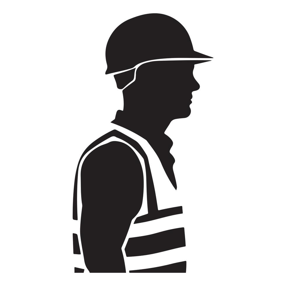 Delivery Person Silhouette with Thick Outline on White Background vector