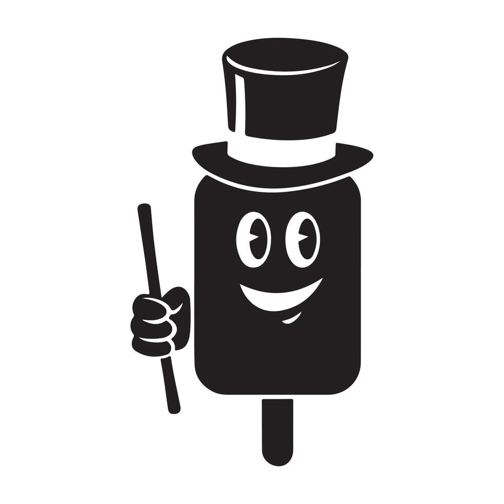 Ice Lolly with Smile Silhouette on White vector