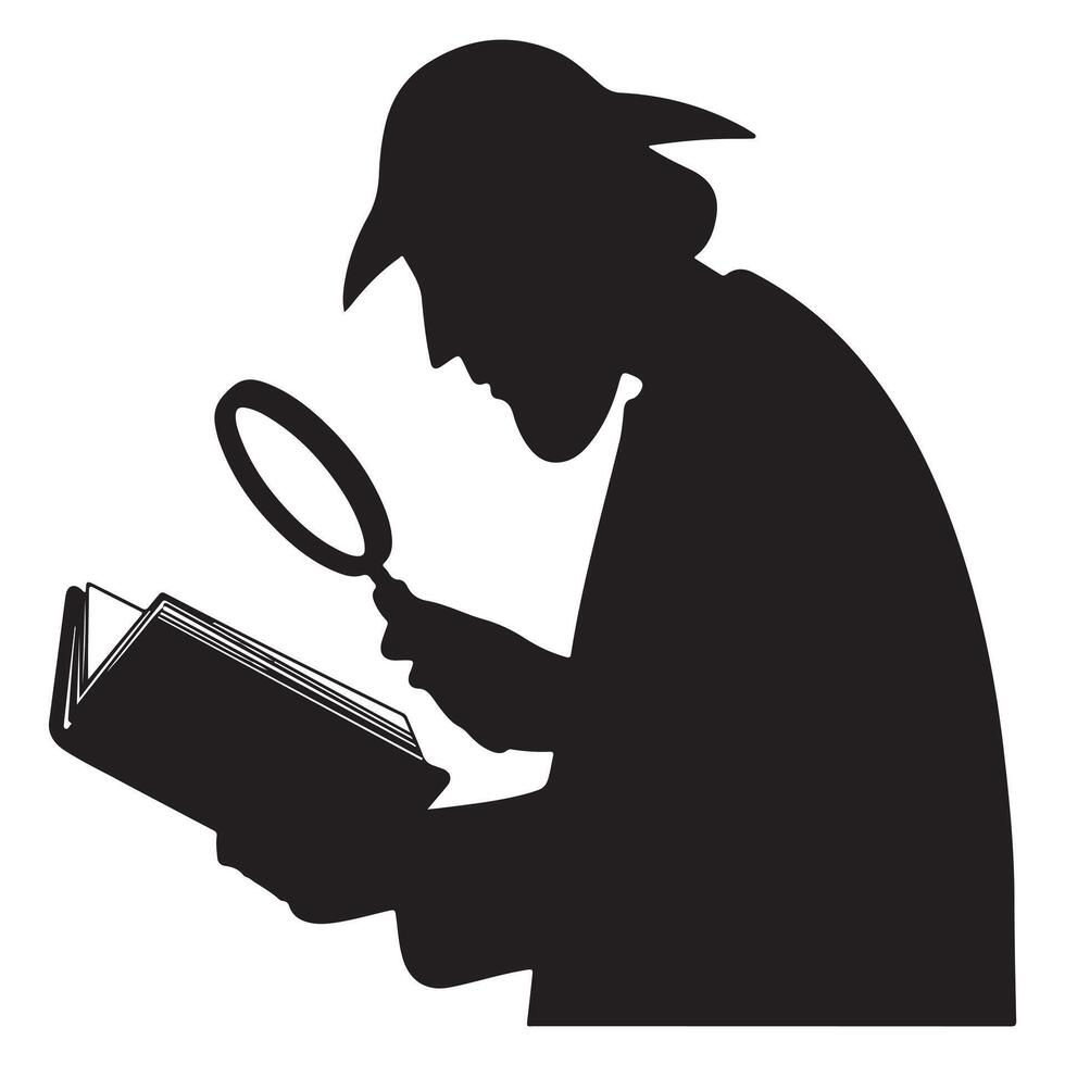 Historian Silhouette with Thick Outline on White Background vector
