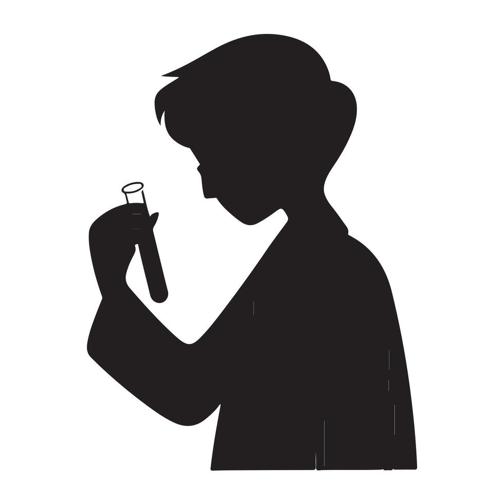 Black Silhouette of Biologist with Thick Outline Side View vector